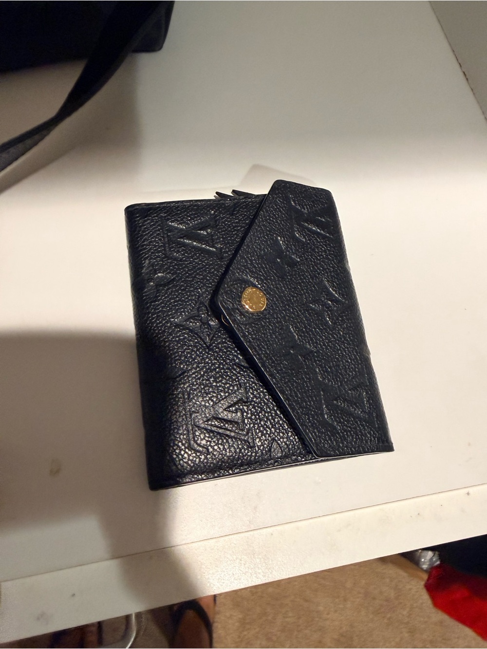 Louis Vuitton Black Embossed Monogram Compact Wallet
